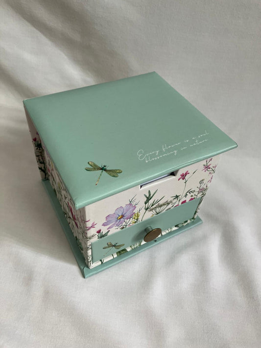 Stationery Cube with Drawer for Stamps/Paperclips